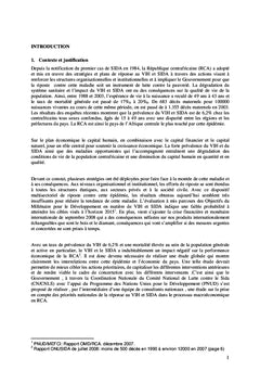 Intégration du VIH et SIDA au processus macroéconomique en RCA