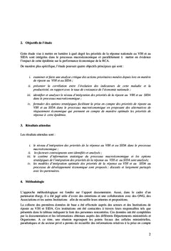 Intégration du VIH et SIDA au processus macroéconomique en RCA