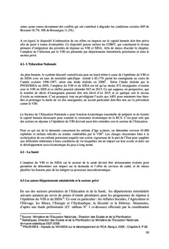 Intégration du VIH et SIDA au processus macroéconomique en RCA