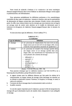 Divergences de traduction des termes touristiques fr-esp-fr