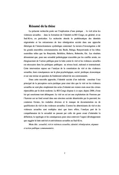 Le viol et les violences sexuelles au Sud-Kivu: Analyse d'une pratique