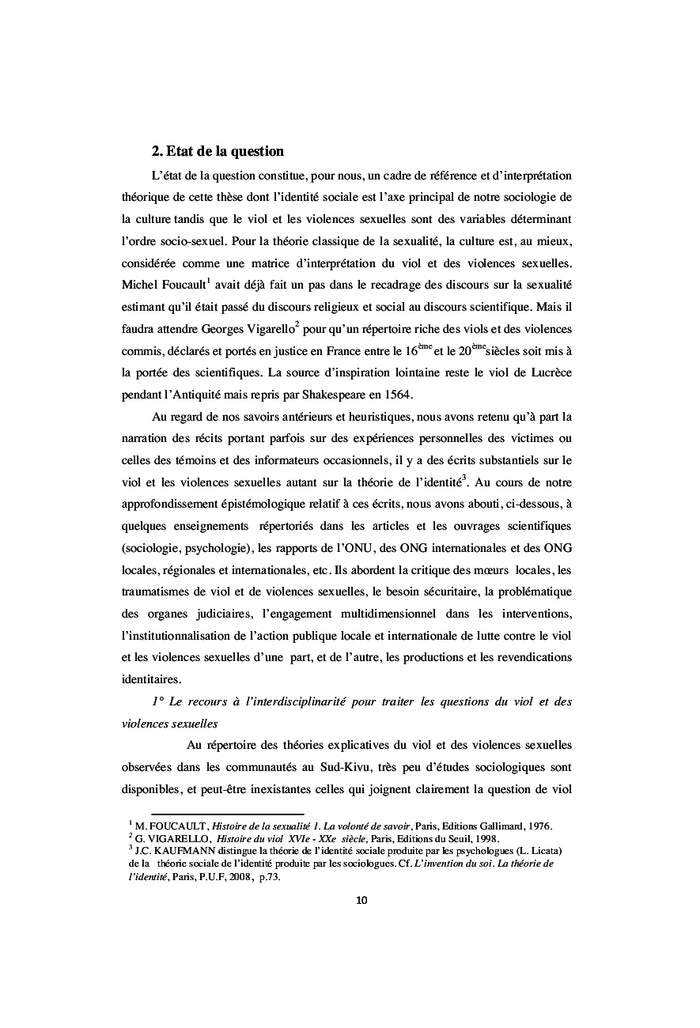 Le viol et les violences sexuelles au Sud-Kivu: Analyse d'une pratique