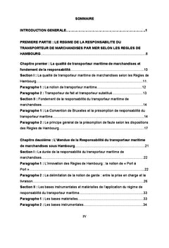 La Responsabilite du Transporteur de Marchandises par Mer selon les RH