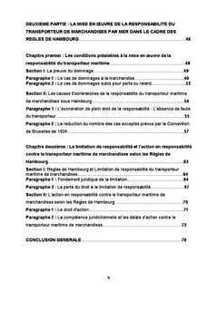 La Responsabilite du Transporteur de Marchandises par Mer selon les RH
