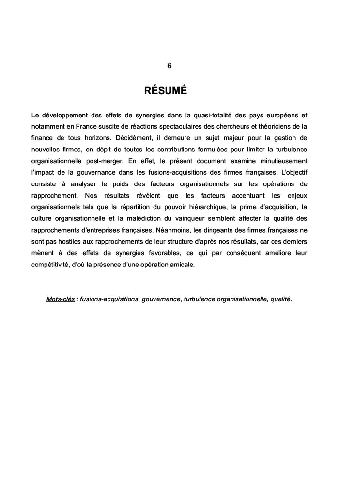 Fusions & Acquisitions et Gouvernance