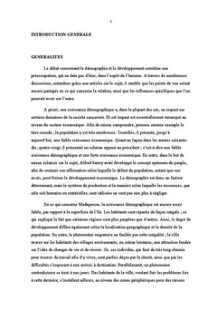 Demographie et developpement A Madagascar