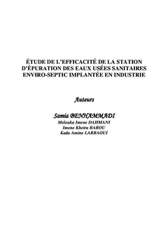 Etude de l'efficacité de la station d'épuration Enviro-Septic