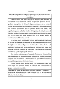 Etude du comportement statique et dynamique des plaques FGM epaisses