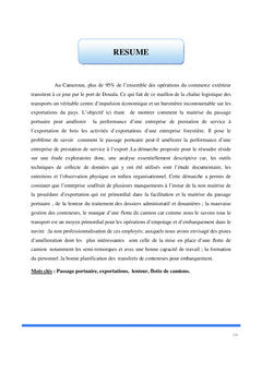 Maîtrise du passage portuaire et performance d'une entreprise