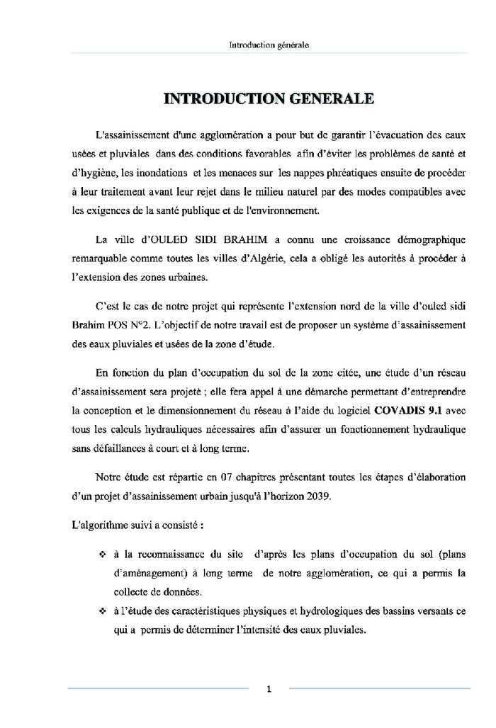 Conception et dimensionnement d'un réseau d'assainissement
