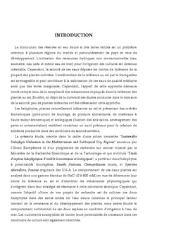 Adaptations au strèss salin (NaCl / eau de mer) de deux halophytes