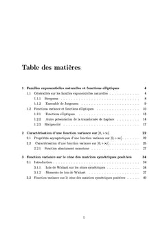 Propriétés caractéristiques d'une fonction variance