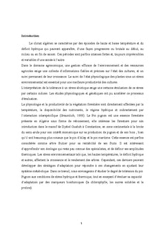 Adaptation des semis de Pin pignon au stress combiné hydrique et thermique