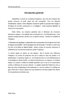 Chantier Hoshin: consommables production