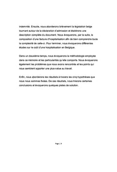 Consequences financieres de l'hospitalisation