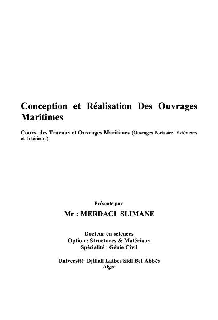 Conception et réalisation des ouvrages maritimes