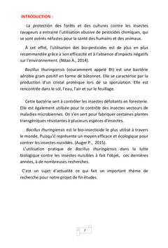 Utilisation de Bacillus thuringiensis comme bio-insecticide