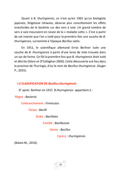 Utilisation de Bacillus thuringiensis comme bio-insecticide