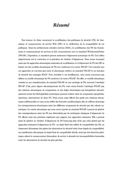 Modelisation et alignement des politiques de securite des Services Web