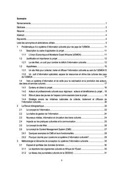 Système d'information culturelle pour les pays de l'UEMOA