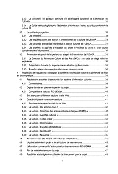 Système d'information culturelle pour les pays de l'UEMOA