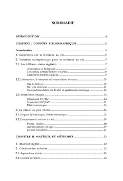 Recherche de variétés de pois chiche tolérant le sel (NaCl)