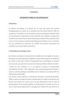 Recherche de variétés de pois chiche tolérant le sel (NaCl)