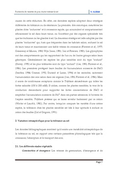 Recherche de variétés de pois chiche tolérant le sel (NaCl)