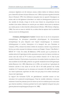Recherche de variétés de pois chiche tolérant le sel (NaCl)