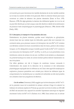 Recherche de variétés de pois chiche tolérant le sel (NaCl)