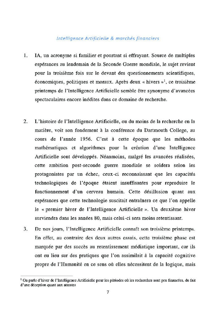 Intelligence artificielle et marchés financiers
