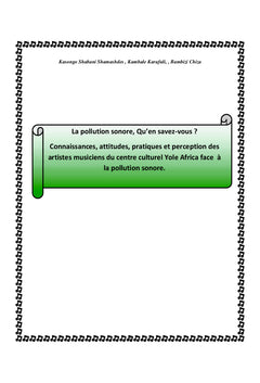 La pollution sonore,Qu'en savez-vous ?
