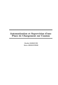 Automatisation et Supervision d'une Pince de Chargement sur Camion