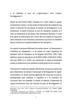 Le capital-investissement dans un pays en développement