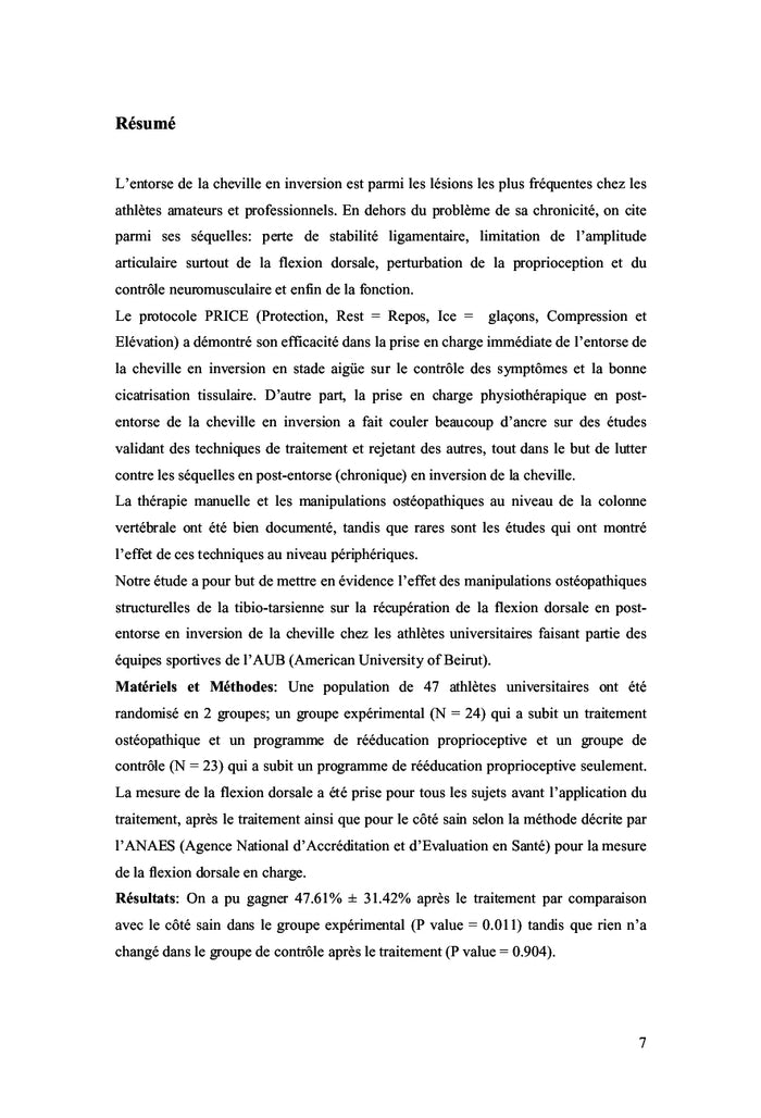 L'ostéopathie structurelle en post-entorse de la cheville