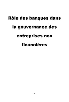 Rôle des banques dans la gouvernance des entreprises non financières