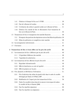 Larges échanges: marché de bloc vs parquet