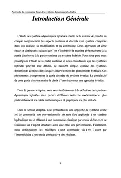 Approche de Commande Floue des Systèmes Dynamiques Hybrides