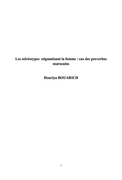 Les stéréotypes stigmatisant la femme: cas des proverbes marocains