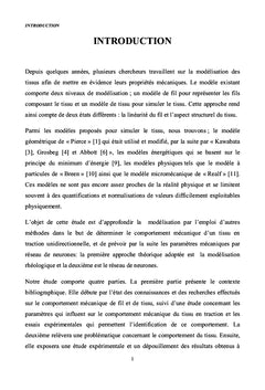 Prédiction du comportement mécanique unidirectionnel des tissus