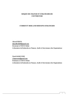Risque de change et stratégies de couverture