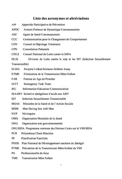 La prévention de la transmission mére-enfant du VIH au Sénégal