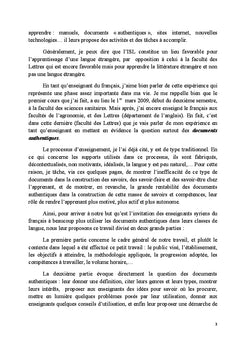 Place et role des documents authentiques dans une classe de FLE