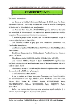 Analyse des risques de crédit bancaire aux particuliers : BOA-BENIN