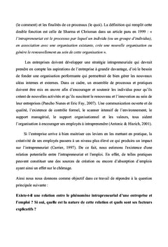 La dynamique intrapreneuriale et l'emploi