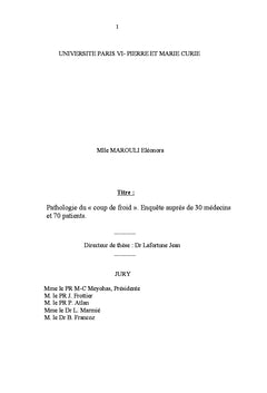 Pathologie du coup de froid