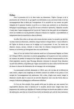 L'éducation sexuelle des adolescents dans l'église Cas de la CBCA
