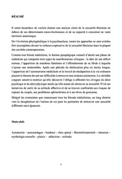 La femme blessée médullaire et sa sexualité