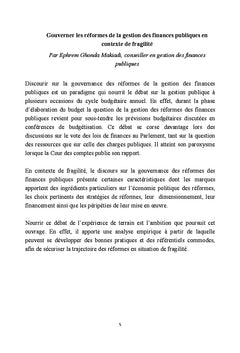 Gouverner les réformes de la gestion des finances publiques