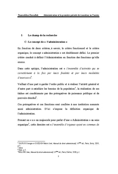 Administration et la première période de transition en Tunisie